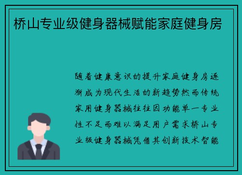 桥山专业级健身器械赋能家庭健身房